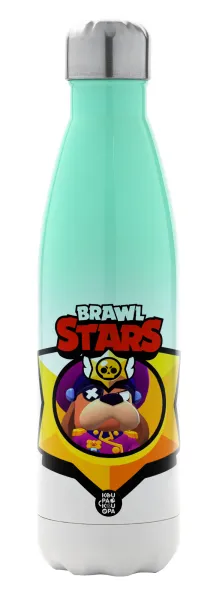 Brawl Stars Ruffs — Metal mug thermos Green/White (Stainless steel), double wall, 500ml