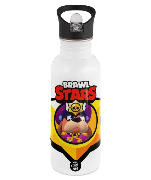 Brawl Stars Ruffs — Παγούρι νερού Λευκό με καλαμάκι, ανοξείδωτο ατσάλι 600ml