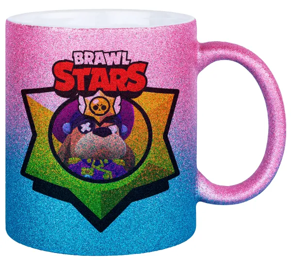 Brawl Stars Ruffs — Κούπα Χρυσή/Μπλε Glitter, κεραμική, 330ml