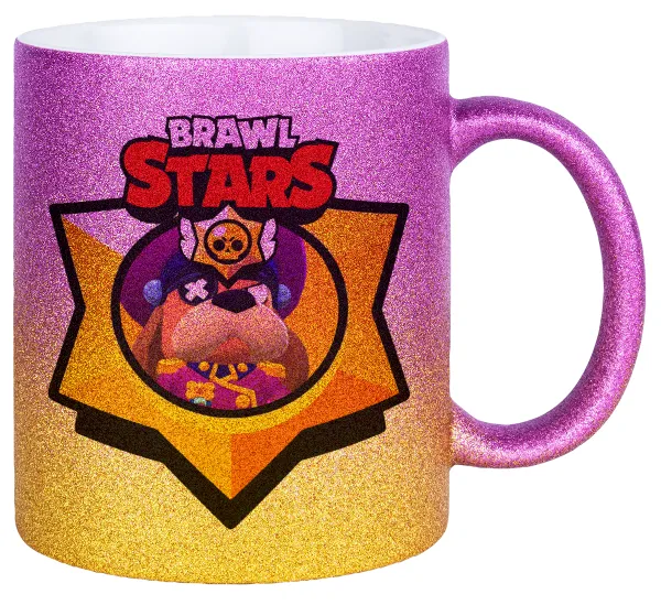 Brawl Stars Ruffs — Κούπα Χρυσή/Ροζ Glitter, κεραμική, 330ml
