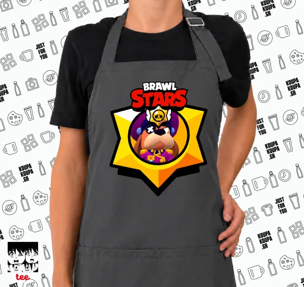 Brawl Stars Ruffs — GREY Ποδιά μαγειρικής μακριά Σεφ με τσέπες (ΕΝΗΛΙΚΩΝ, ΓΚΡΙ)