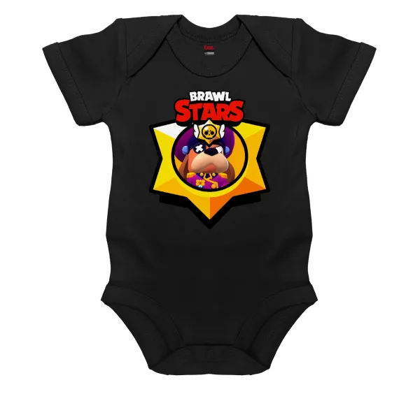 Brawl Stars Ruffs — Βρεφικό φορμάκι μωρού, 0-18 μηνών, ΜΑΥΡΟ, 100% Organic Cotton, κοντομάνικο