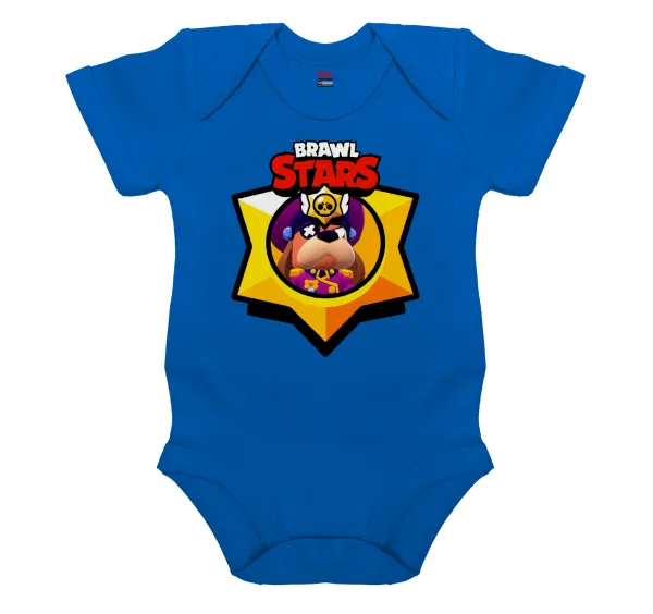 Brawl Stars Ruffs — Short-sleeve baby bodysuit, cobalt blue, 100% organic cotton