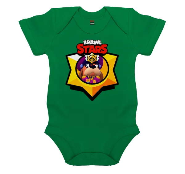Brawl Stars Ruffs — Short-sleeve baby bodysuit, GREEN, 100% organic cotton