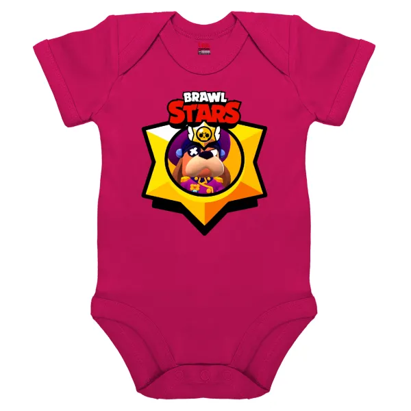 Brawl Stars Ruffs — Short-sleeve baby bodysuit, 0-18 months, PINK, 100% organic cotton