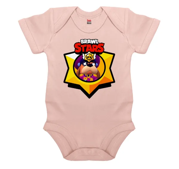 Brawl Stars Ruffs — Short-sleeve baby bodysuit, 0-18 months, POWDER PINK, 100% organic cotton