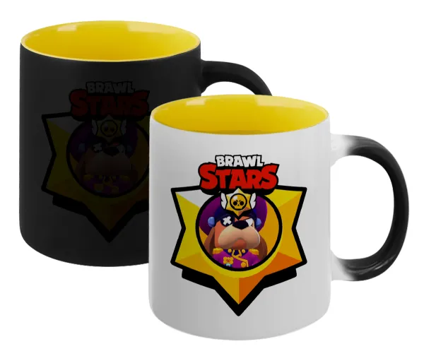 Brawl Stars Ruffs — Κούπα Μαγική εσωτερικό κίτρινη, κεραμική 330ml που αλλάζει χρώμα με το ζεστό ρόφημα