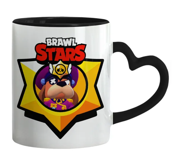 Brawl Stars Ruffs — Mug heart black handle, ceramic, 330ml