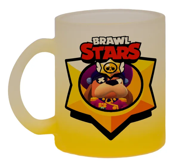 Brawl Stars Ruffs — Κούπα γυάλινη δίχρωμη με βάση το κίτρινο ματ, 330ml