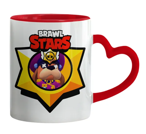 Brawl Stars Ruffs — Mug heart red handle, ceramic, 330ml