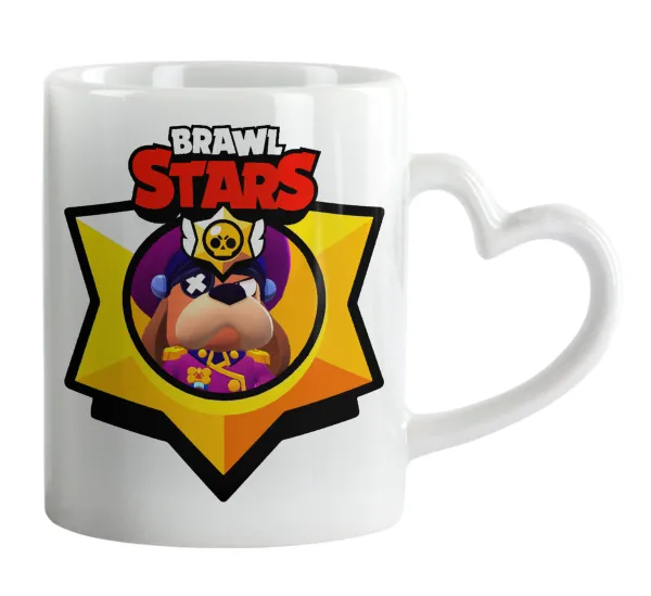 Brawl Stars Ruffs — Κούπα καρδιά χερούλι λευκή, κεραμική, 330ml