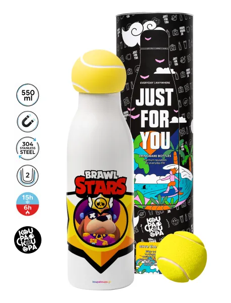 Brawl Stars Ruffs — Tennis ball Metal mug thermos White, double wall, 550ml