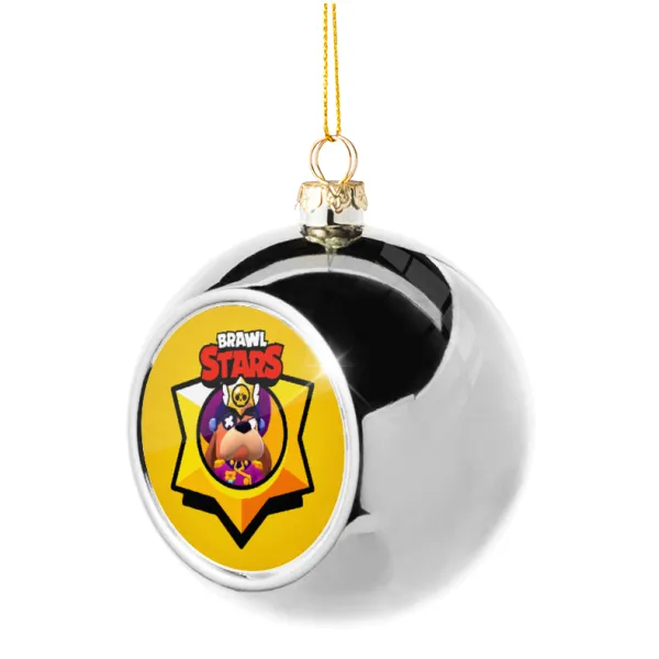 Brawl Stars Ruffs — Silver 8cm Christmas tree ball ornament