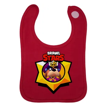 Brawl Stars Ruffs, Σαλιάρα με Σκρατς Κόκκινη 100% Organic Cotton (0-18 months)