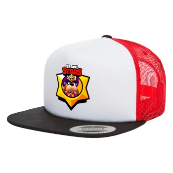 Brawl Stars Ruffs, Καπέλο Ενηλίκων Foam Flat Snapback με Δίχτυ Μαύρο-Λευκό-Κόκκινο (POLYESTER, ΕΝΗΛΙΚΩΝ, UNISEX, ONE SIZE)