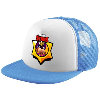 Brawl Stars Ruffs, Καπέλο παιδικό Soft Trucker με Δίχτυ ΓΑΛΑΖΙΟ/ΛΕΥΚΟ (POLYESTER, ΠΑΙΔΙΚΟ, ONE SIZE)