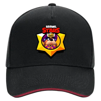 Brawl Stars Ruffs, DRILL Adult Ultimate Hat BLACK/RED, (100% COTTON, ADULT, UNISEX, ONE SIZE)