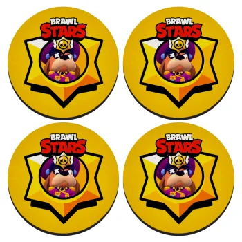 Brawl Stars Ruffs, ΣΕΤ 4 Σουβέρ ξύλινα στρογγυλά (9cm)