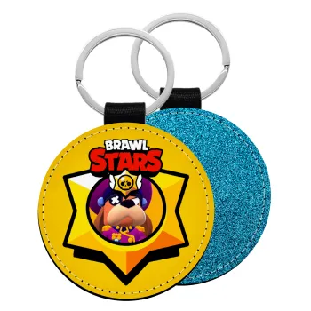 Brawl Stars Ruffs, Μπρελόκ Δερματίνη, στρογγυλό ΜΠΛΕ (5cm)