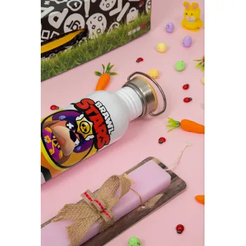 Brawl Stars Ruffs, Πασχαλινή Λαμπάδα με παγούρι μεταλλικό (620ml, stainless steel) & κερί αρωματικό πλακέ (30cm) (ΡΟΖ)