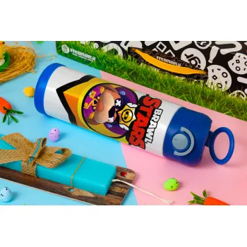 Brawl Stars Ruffs, Easter candle, Childrens hot water bottle, stainless steel, with safety straw, BLUE (500ml)