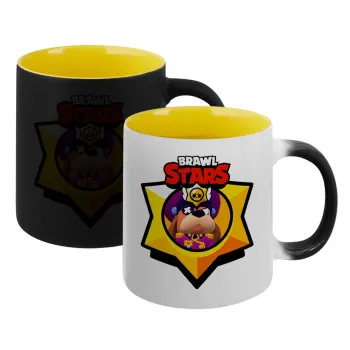 Brawl Stars Ruffs, Κούπα Μαγική εσωτερικό κίτρινη, κεραμική 330ml που αλλάζει χρώμα με το ζεστό ρόφημα