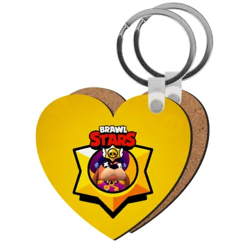 Brawl Stars Ruffs, Μπρελόκ Ξύλινο καρδιά MDF
