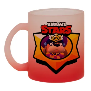 Brawl Stars Ruffs, Κούπα γυάλινη δίχρωμη με βάση το κόκκινο ματ, 330ml