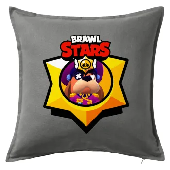 Brawl Stars Ruffs, Μαξιλάρι καναπέ Γκρι 100% βαμβάκι, περιέχεται το γέμισμα (50x50cm)