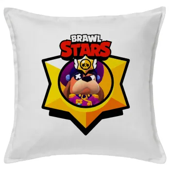 Brawl Stars Ruffs, Μαξιλάρι καναπέ ΛΕΥΚΟ 100% βαμβάκι, περιέχεται το γέμισμα (50x50cm)