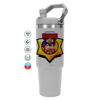 Brawl Stars Ruffs, ΓΚΡΙ χρώματος Θερμός Ανοξείδωτο 890ml (30oz) με χερούλι
