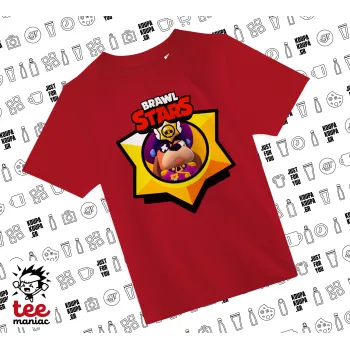 Brawl Stars Ruffs, Άνετο παιδικό T-Shirt ΚΟΚΚΙΝΟ από 100% βαμβάκι, για κάθε μέρα. Vegan & OEKO-TEX πιστοποιημένο.