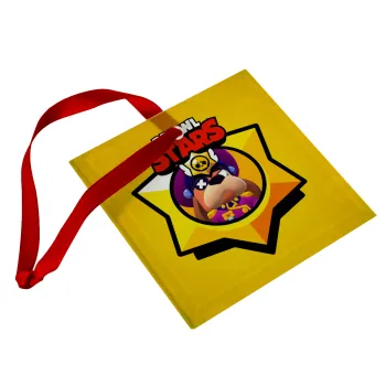 Brawl Stars Ruffs, Christmas ornament, glass square ornament 9x9cm