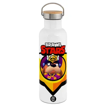 Brawl Stars Ruffs, Stainless steel White with wooden lid (bamboo), double wall, 750ml