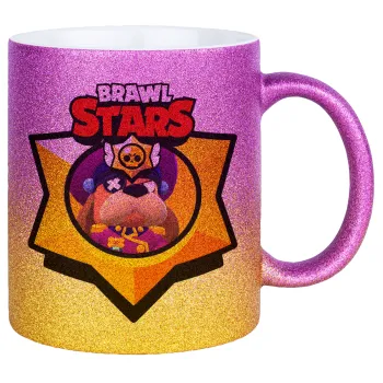 Brawl Stars Ruffs, Κούπα Χρυσή/Ροζ Glitter, κεραμική, 330ml