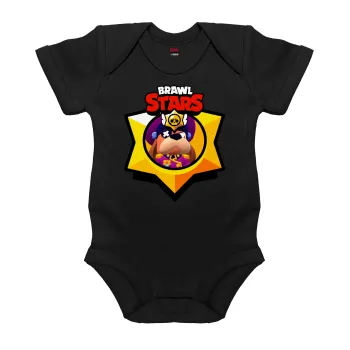 Brawl Stars Ruffs, Βρεφικό φορμάκι μωρού, 0-18 μηνών, ΜΑΥΡΟ, 100% Organic Cotton, κοντομάνικο