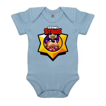 Brawl Stars Ruffs, Βρεφικό φορμάκι μωρού, 0-18 μηνών, Μπλε, 100% Organic Cotton, κοντομάνικο