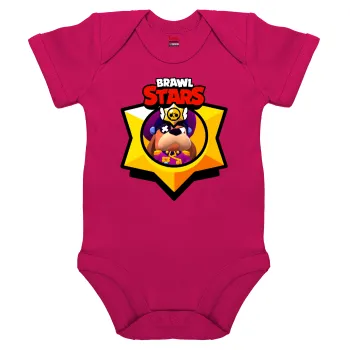 Brawl Stars Ruffs, Βρεφικό φορμάκι μωρού, 0-18 μηνών, ΡΟΖ, 100% Organic Cotton, κοντομάνικο