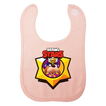 Brawl Stars Ruffs, Σαλιάρα με Σκρατς ΡΟΖ 100% Organic Cotton (0-18 months)