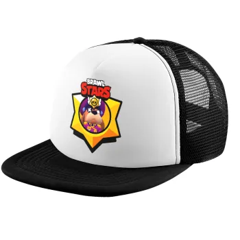 Brawl Stars Ruffs, Καπέλο παιδικό Soft Trucker με Δίχτυ ΜΑΥΡΟ/ΛΕΥΚΟ (POLYESTER, ΠΑΙΔΙΚΟ, ONE SIZE)