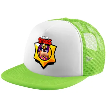 Brawl Stars Ruffs, Child's Soft Trucker Hat with Green/White Mesh (POLYESTER, CHILDREN'S, ONE SIZE)