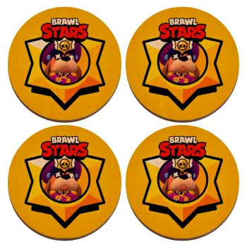 Brawl Stars Ruffs, ΣΕΤ x4 Σουβέρ ξύλινα στρογγυλά plywood (9cm)