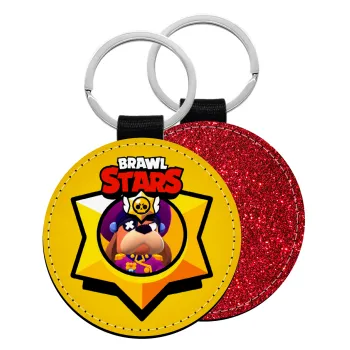 Brawl Stars Ruffs, Μπρελόκ Δερματίνη, στρογγυλό ΚΟΚΚΙΝΟ (5cm)