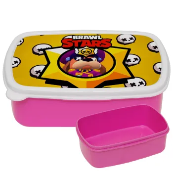 Brawl Stars Ruffs, ΡΟΖ παιδικό δοχείο φαγητού (lunchbox) πλαστικό (BPA-FREE) Lunch Βox M18 x Π13 x Υ6cm