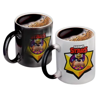 Brawl Stars Ruffs, Color changing magic Mug, ceramic, 330ml when adding hot liquid inside, the black colour desappears (1 pcs)