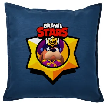Brawl Stars Ruffs, Μαξιλάρι καναπέ Μπλε 100% βαμβάκι, περιέχεται το γέμισμα (50x50cm)