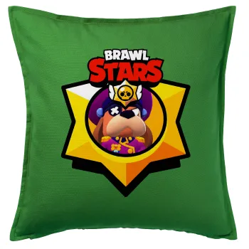 Brawl Stars Ruffs, Μαξιλάρι καναπέ Πράσινο 100% βαμβάκι, περιέχεται το γέμισμα (50x50cm)