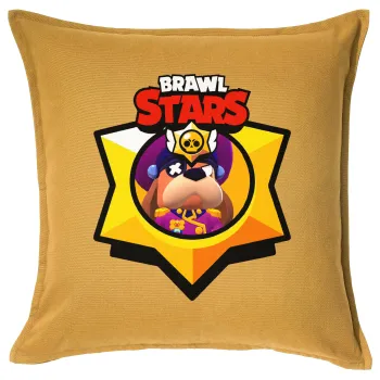 Brawl Stars Ruffs, Μαξιλάρι καναπέ Κίτρινο 100% βαμβάκι, περιέχεται το γέμισμα (50x50cm)