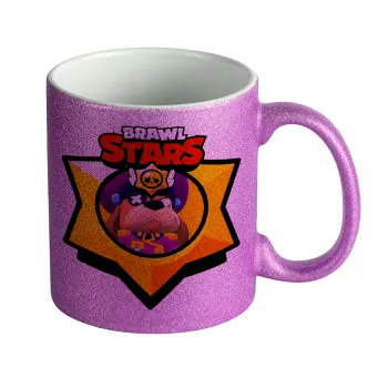 Brawl Stars Ruffs, Κούπα Μωβ Glitter που γυαλίζει, κεραμική, 330ml