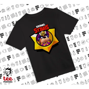Brawl Stars Ruffs, Άνετο παιδικό T-Shirt ΜΑΥΡΟ από 100% βαμβάκι, για κάθε μέρα. Vegan & OEKO-TEX πιστοποιημένο.